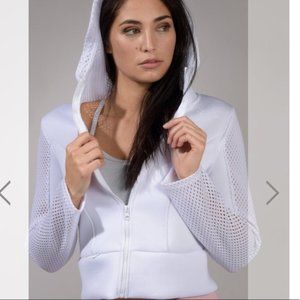 90° by reflex white scuba zip up hooded jacket M
